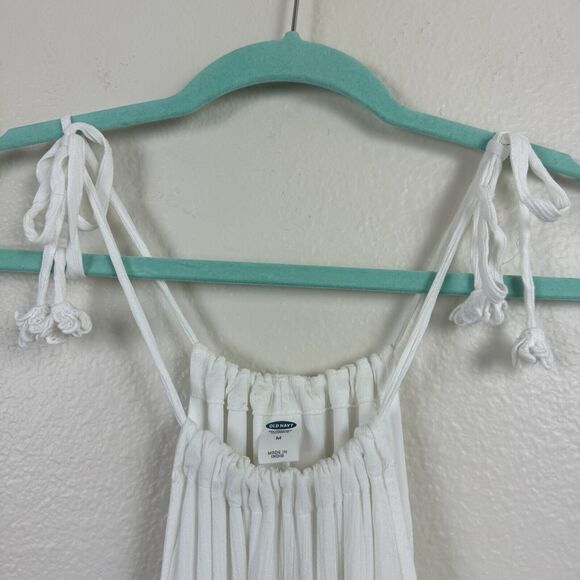 NWT Old Navy Boho Gauzy Crochet Lace Tiered A-Line Halter Midi Dress White Med - Picture 3 of 16